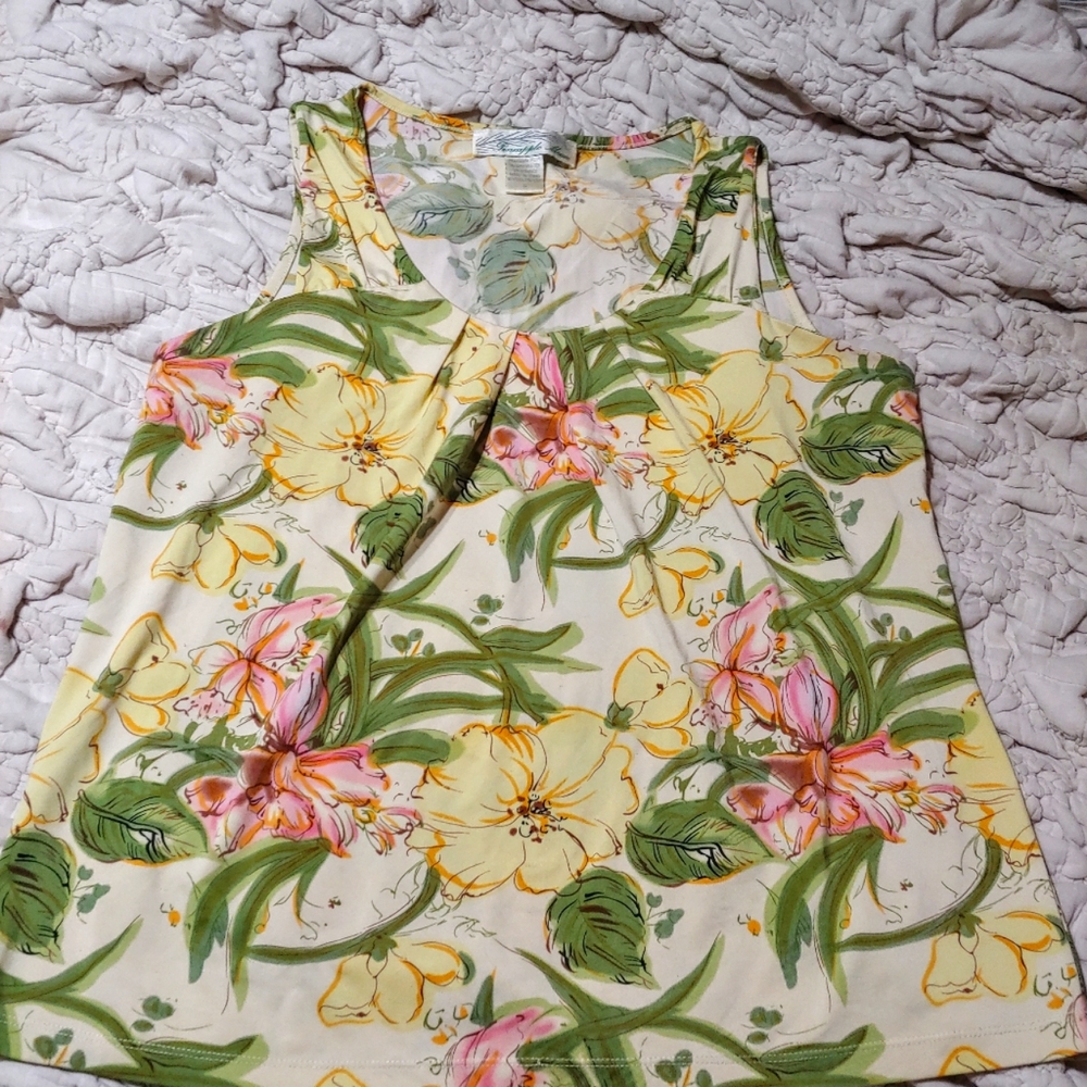 Pineapple Moon Hibiscus Tropical Sz S Dressy Tank